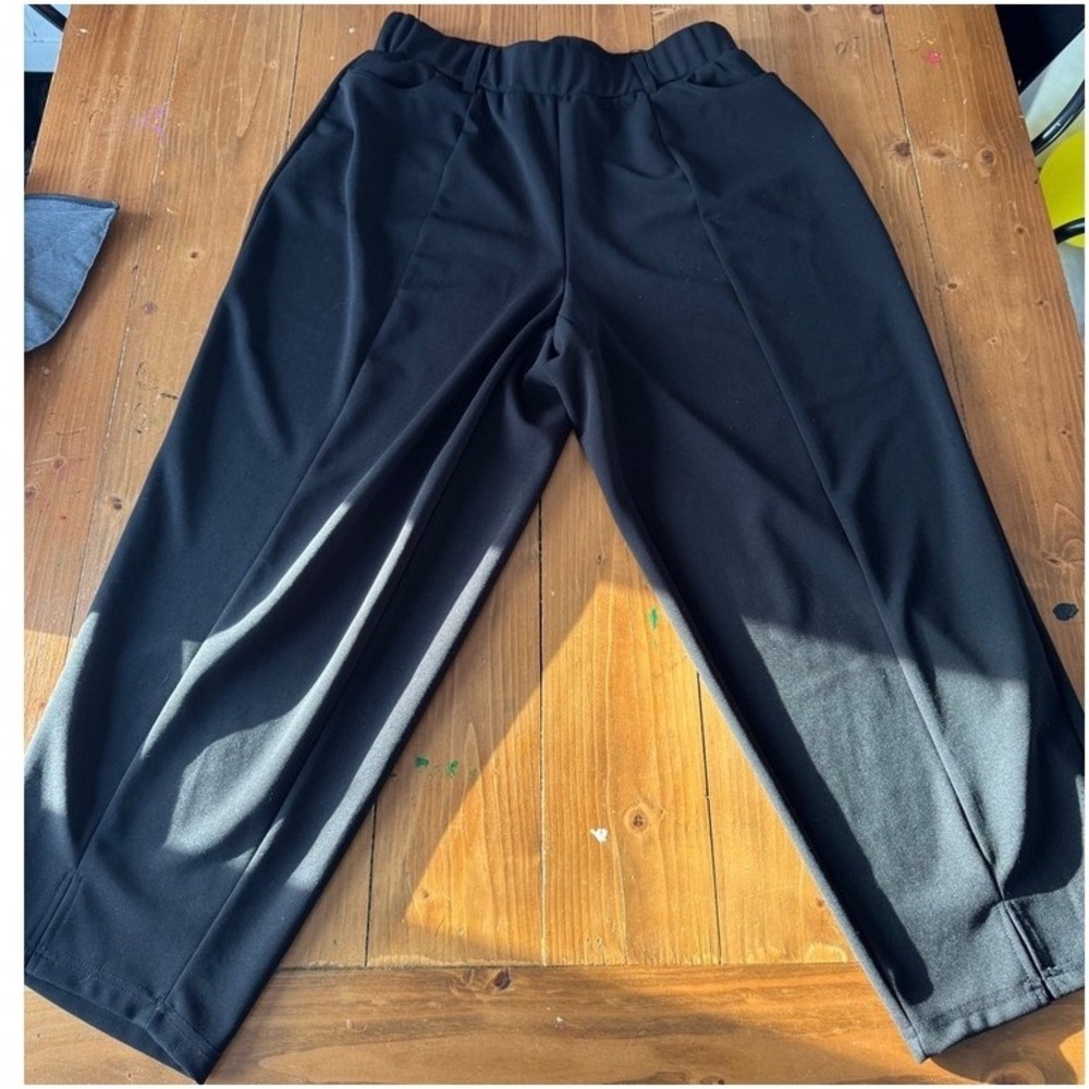 BloomChic Black High Waisted Tapered Wide Leg Pants Side Slit Size 12